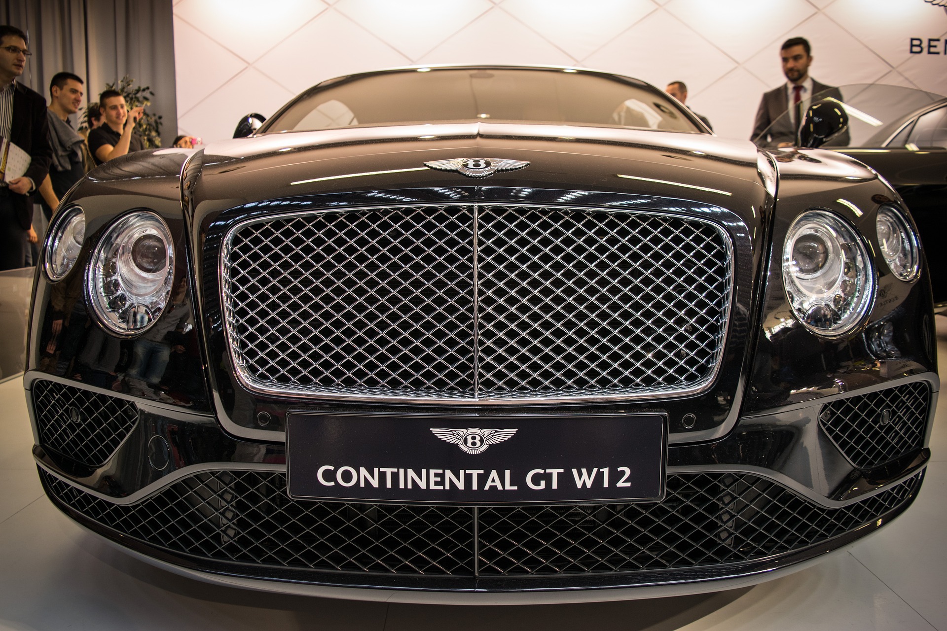 A Bentley on the showroom floor