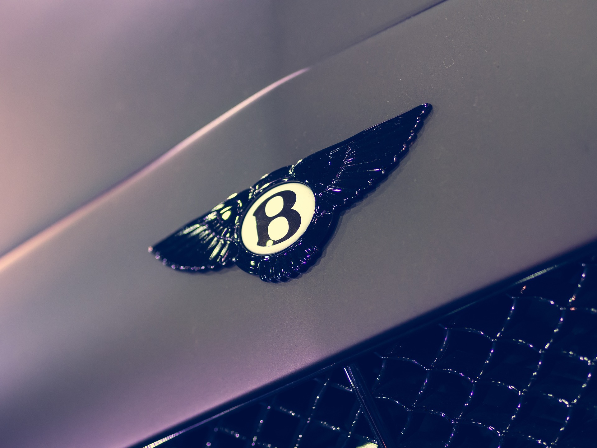 A Bentley logo on the hood of a vehicle